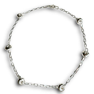 Abacus Bead Station Necklace - Silver