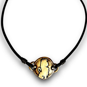 Bronze Lion Medallion - leather cord