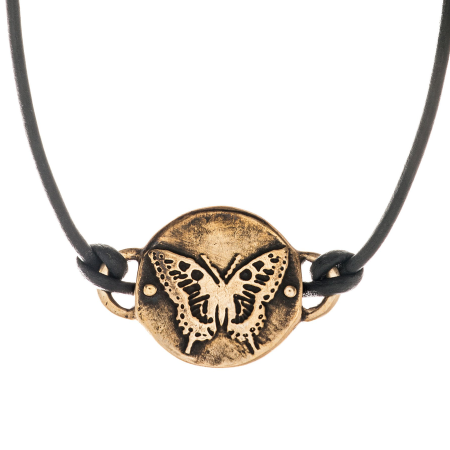 Bronze Butterfly Medallion- cord or chain choker