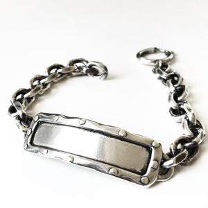 Rivet ID Bracelet - Silver - Lux chain