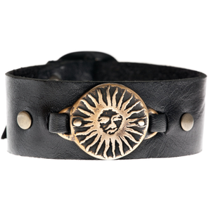 Sun leather cuff bracelet -bronze