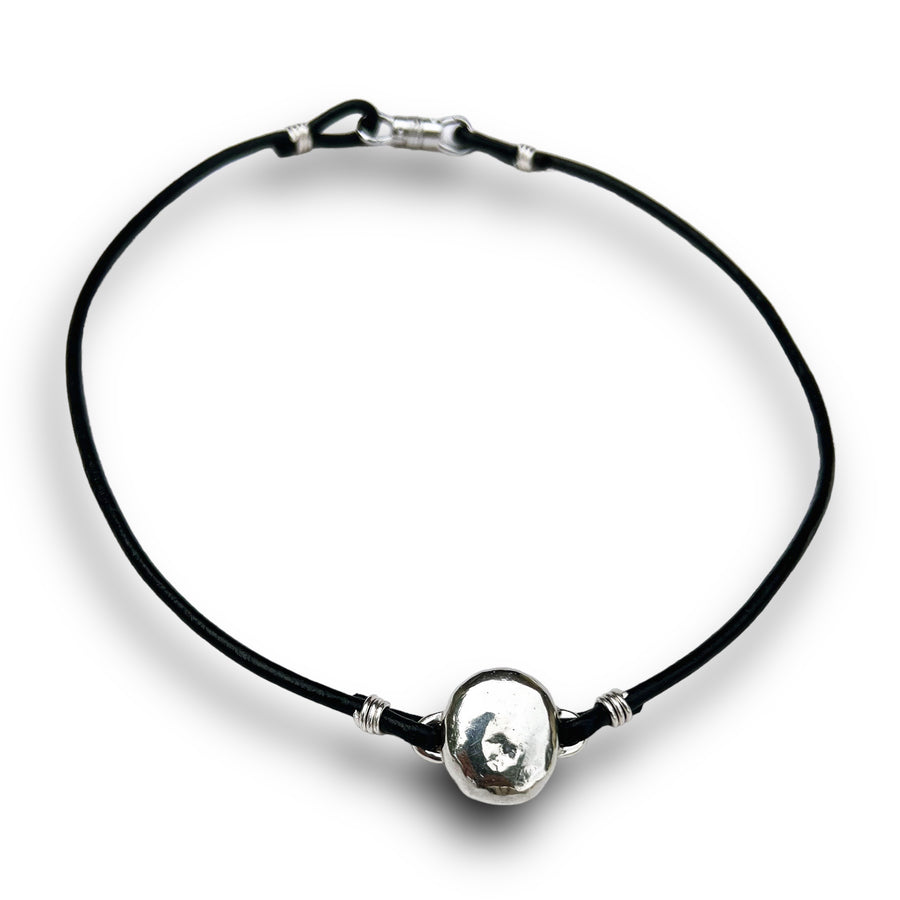 Touch Stone Cord Necklace - Silver
